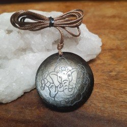 Pendentif  OBSIDIENNE Argentée...