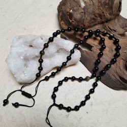 Collier Macramé OBSIDIENNE Dorée